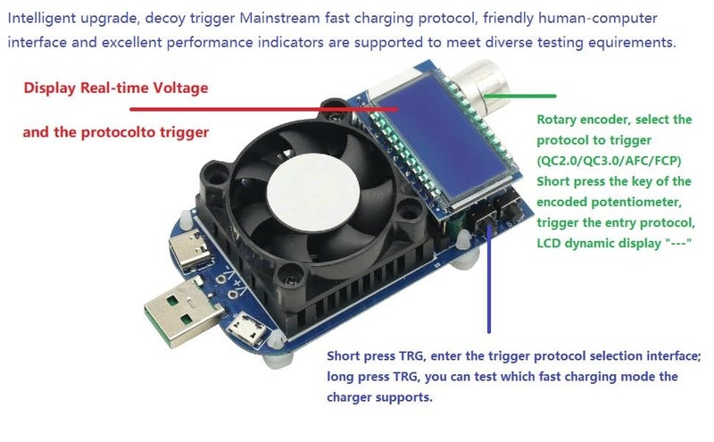 GODIYMODULES KZ35 35W QC2.0 QC3.0 جهاز اختبار الحمل الإلكتروني USB مقاوم قابل للتعديل للتيار المستمر اختبار سعة جهد البطارية مقياس الجهد - Image 3